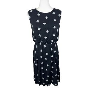 Ann Taylor LOFT Dress Women Extra Small Black Floral Print Stretch Knee Length